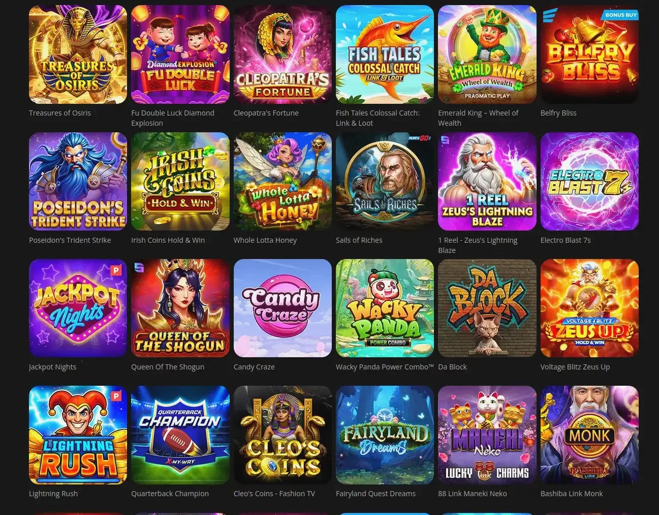Игровой интерфейс казино Bitz